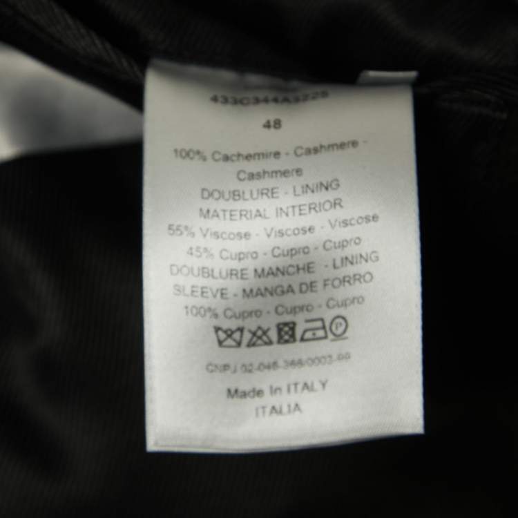 Pre Owned Dior Homme Black Cashmere Single-Breasted Coat M