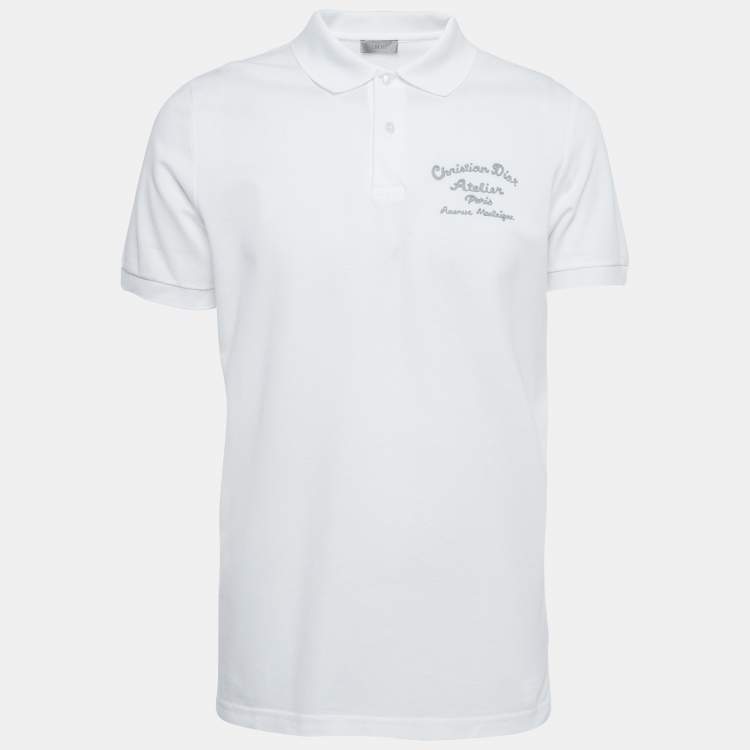 Dior White Cotton Pique Embroidered Polo T Shirt L Dior The Luxury Closet