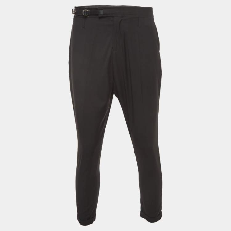 Pre Owned Dior Homme black Wool Belted Tailored Trousers XS Waist 32"