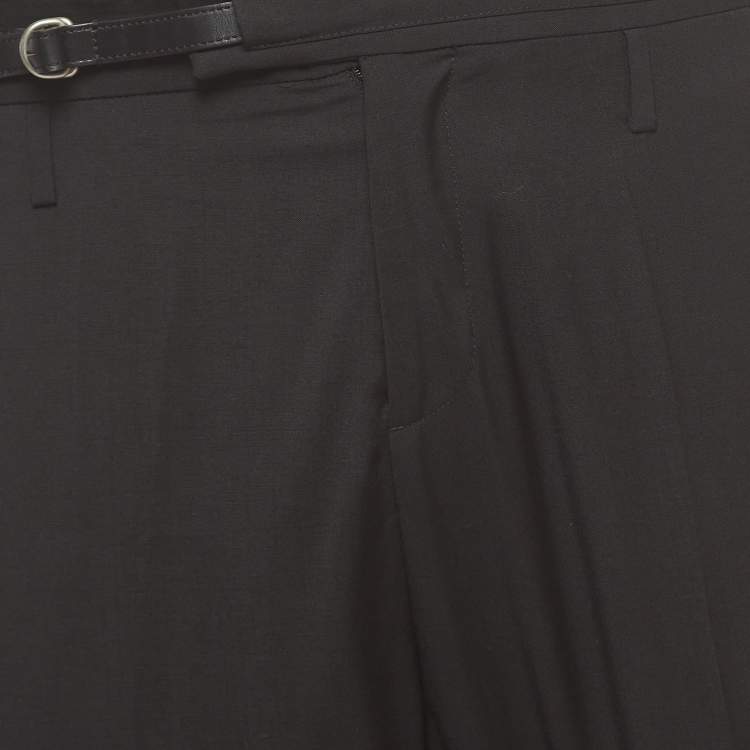 Pre Owned Dior Homme black Wool Belted Tailored Trousers XS Waist 32"