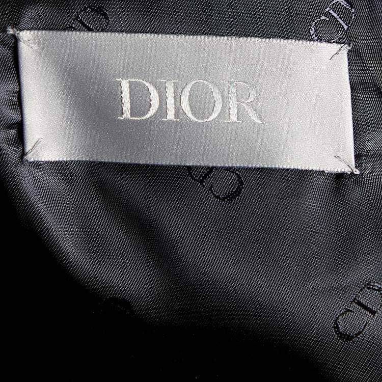Pre Owned Dior Homme Navy Blue Wool & Mohair Draped Satin Detail Blazer M