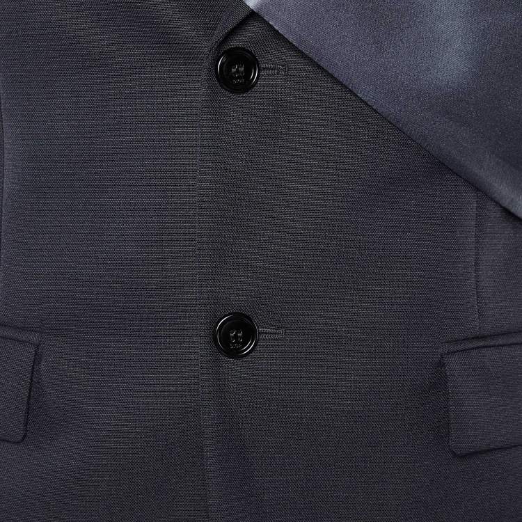 Pre Owned Dior Homme Navy Blue Wool & Mohair Draped Satin Detail Blazer M