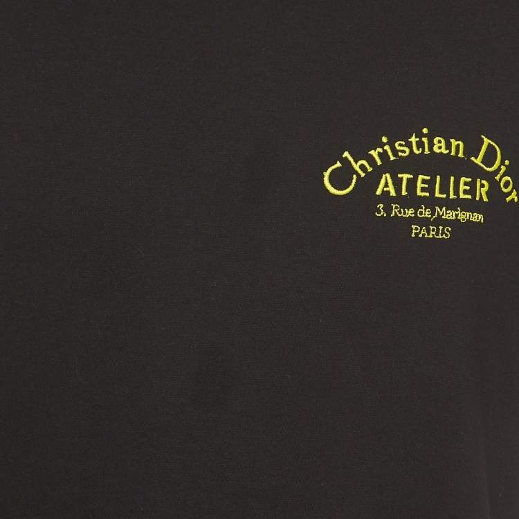 Pre Owned Dior Homme Black Logo Embroidered Cotton Half Sleeve T-Shirt XL