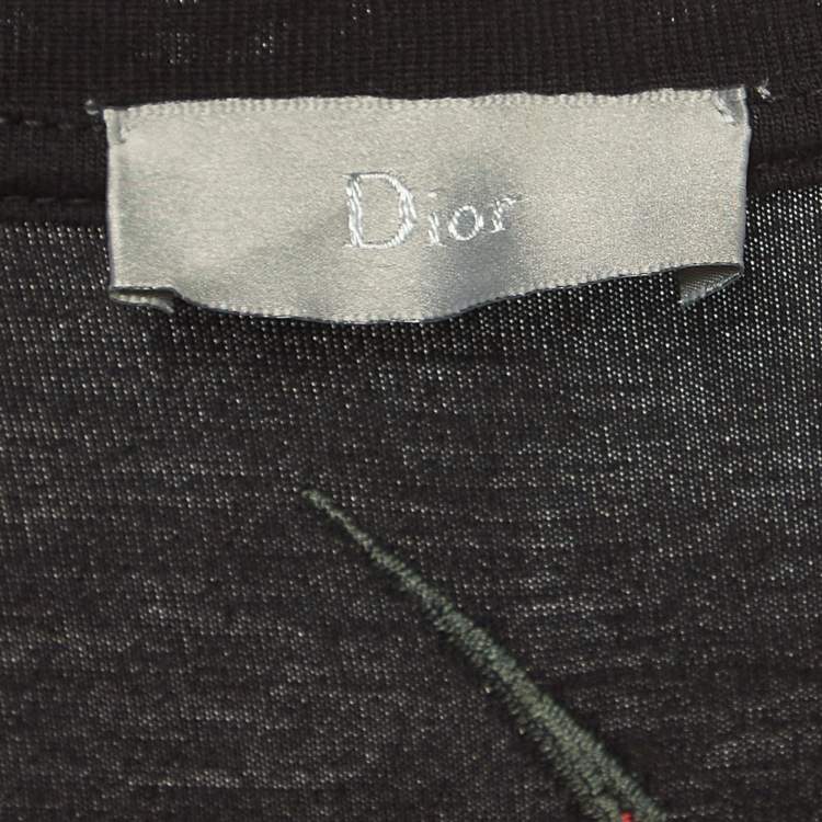 Pre Owned Dior Homme Black Logo Embroidered Cotton Half Sleeve T-Shirt XL