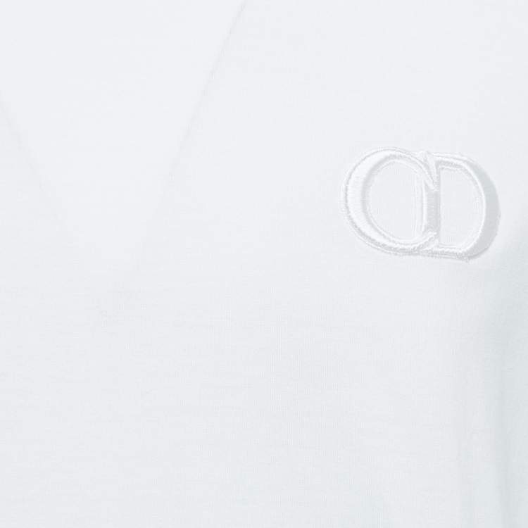 Pre Owned Dior Homme White CD Embroidered Cotton Short Sleeve T-Shirt L