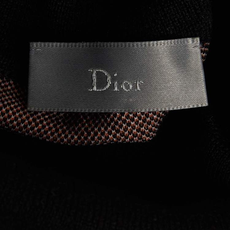 Pre Owned Dior Homme Black Mr.Dior Jacquard Wool Turtle Neck Sweater L
