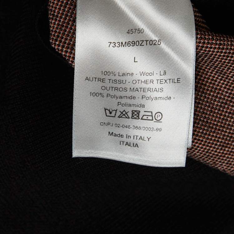 Pre Owned Dior Homme Black Mr.Dior Jacquard Wool Turtle Neck Sweater L