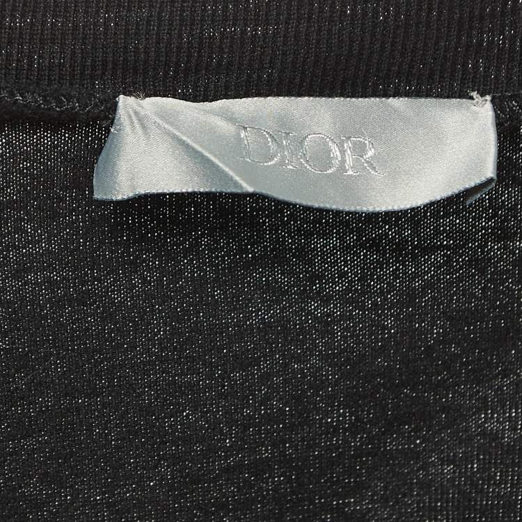 Pre Owned Dior Homme Black Bee Embroidered Cotton Half Sleeve T-Shirt L