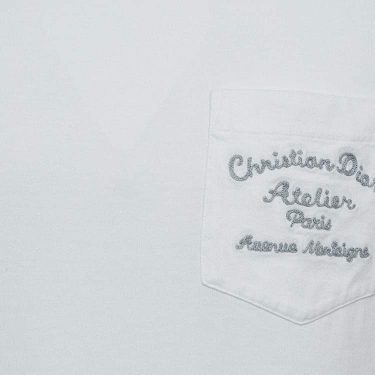 Pre Owned Dior Homme White Logo Embroidered Cotton T-Shirt S