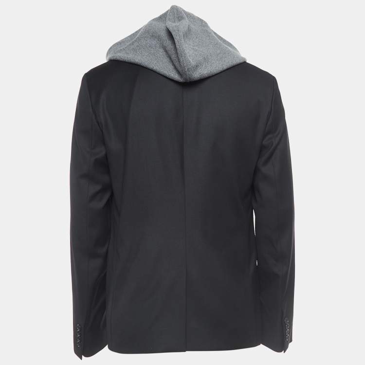 Pre Owned Dior Black Wool Single Breasted Hooded Blazer XL