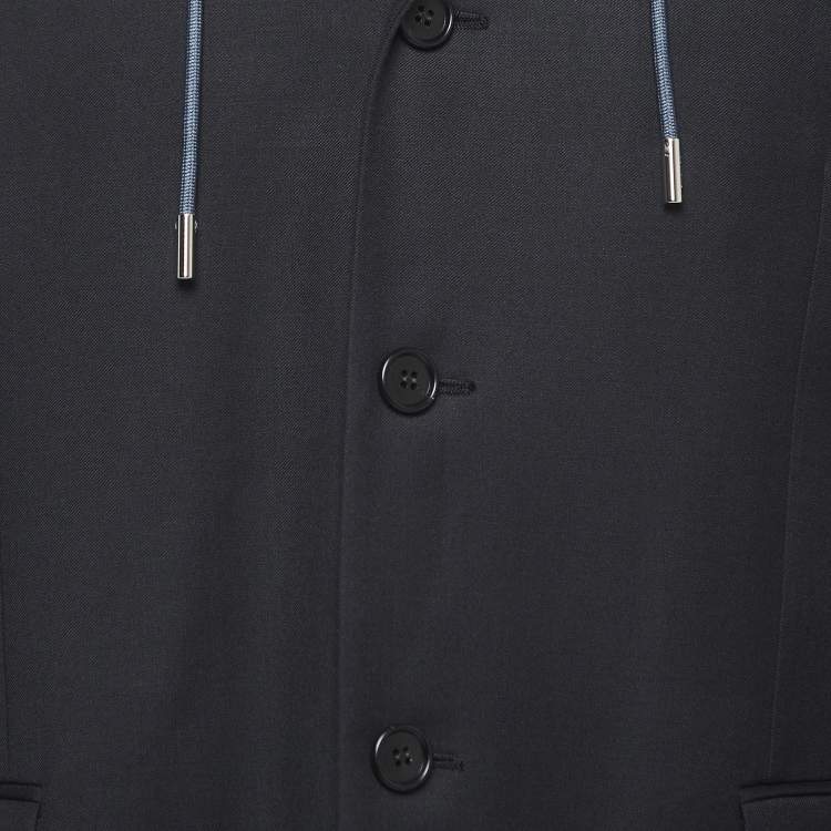 Pre Owned Dior Black Wool Single Breasted Hooded Blazer XL