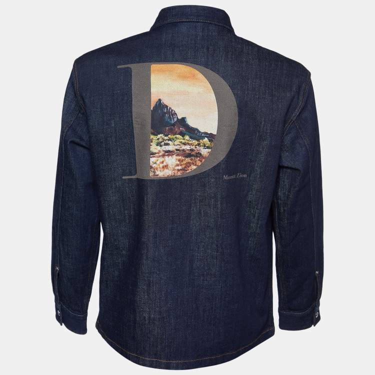 Pre Owned Dior Homme Dark Blue Denim Button Front Jacket L