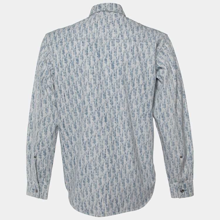 Dior Homme White/Blue Dior Oblique Kasuri Cotton Denim Overshirt M Dior |  TLC