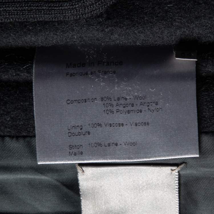 Pre Owned Dior Homme Black Wool Ribbed Insert Zip Front Coat XXL