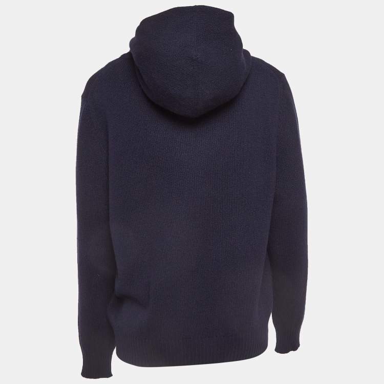 Dior Homme Navy Blue Logo Patch Cashmere Hoodie L Dior TLC