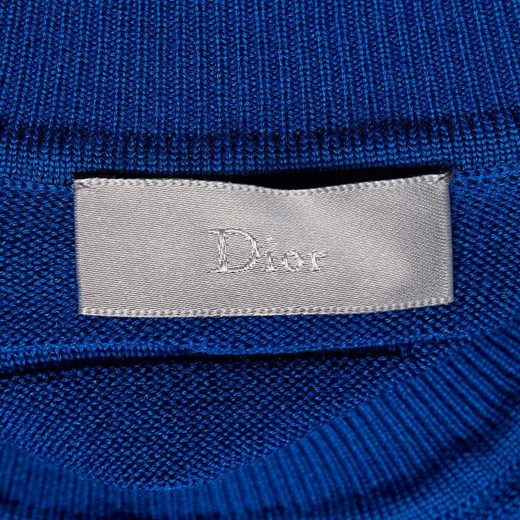Pre Owned Dior Homme Blue Wool Knit Crew Neck Sweater L