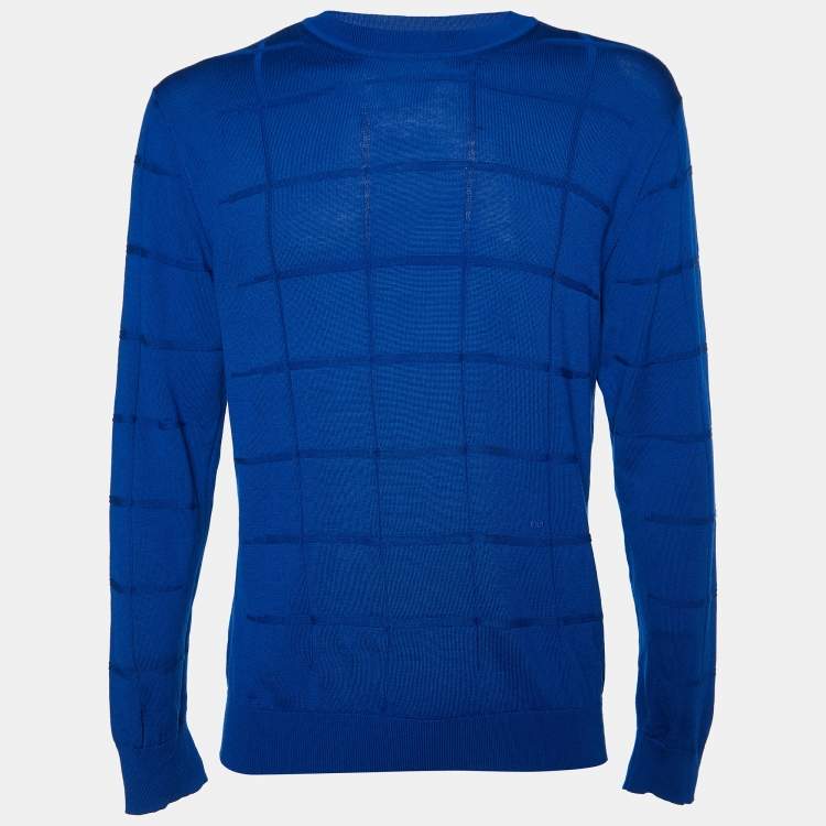 Pre Owned Dior Homme Blue Wool Knit Crew Neck Sweater L