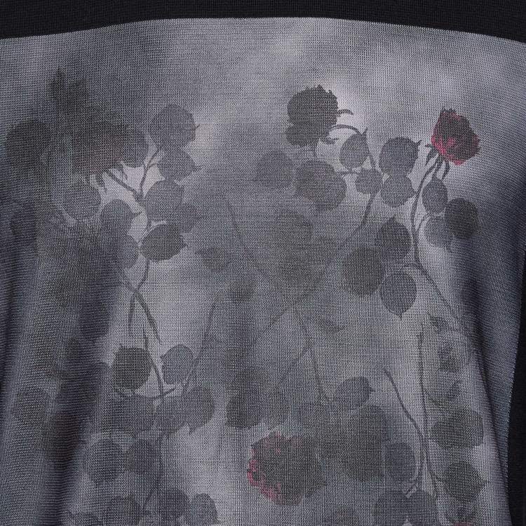 Pre Owned Dior Homme Black Rose Poster Print Wool Long Sleeve Jumper XL