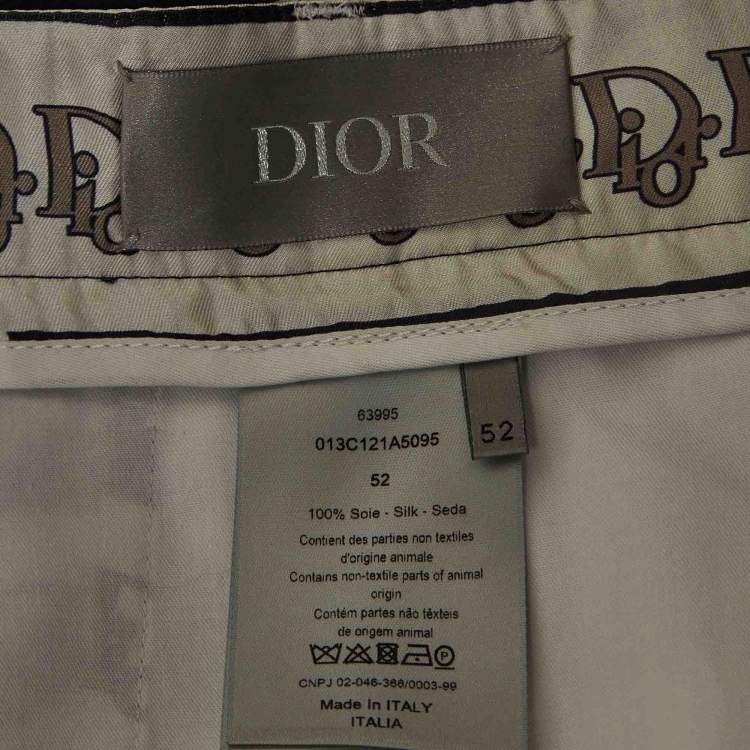 Pre Owned Dior Homme White Oblique Print Silk Bermuda Shorts XL