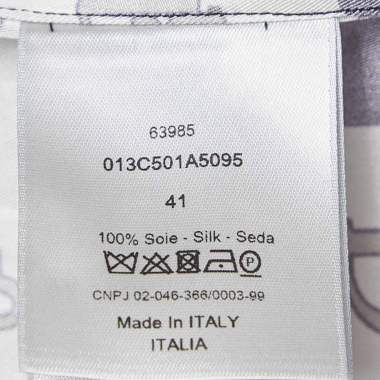 Pre Owned Dior Homme Oblique Print Silk Button Front Full Sleeve Shirt L