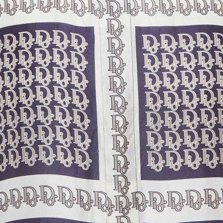Pre Owned Dior Homme Oblique Print Silk Button Front Full Sleeve Shirt L