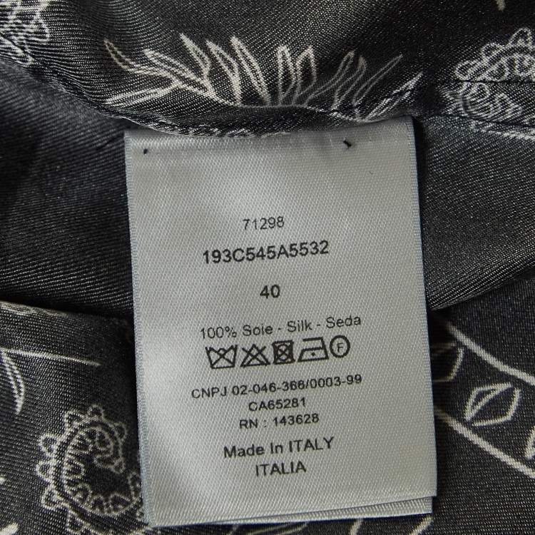 Pre Owned Dior Homme Navy Blue Bandana Motif Print Silk Buttoned Half Sleeve Shirt M