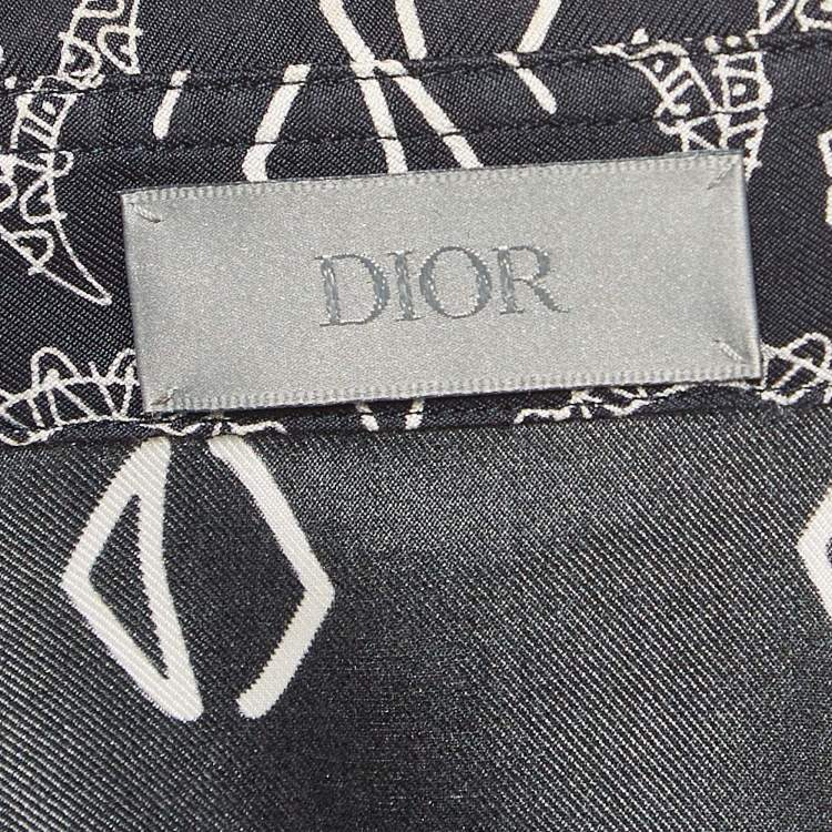 Pre Owned Dior Homme Navy Blue Bandana Motif Print Silk Buttoned Half Sleeve Shirt M