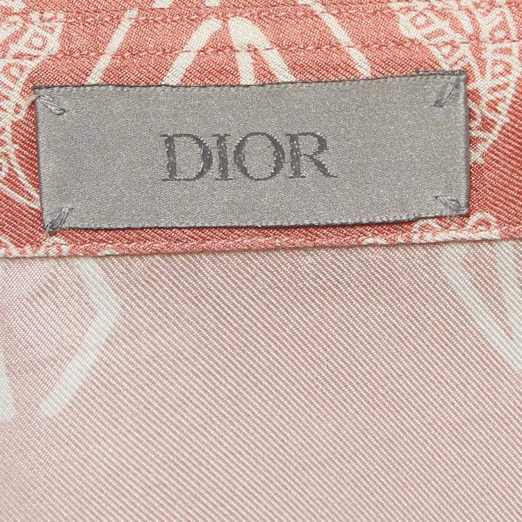 Pre Owned Dior Homme Pink Bandana Motif Print Silk Buttoned Half Sleeve Shirt M