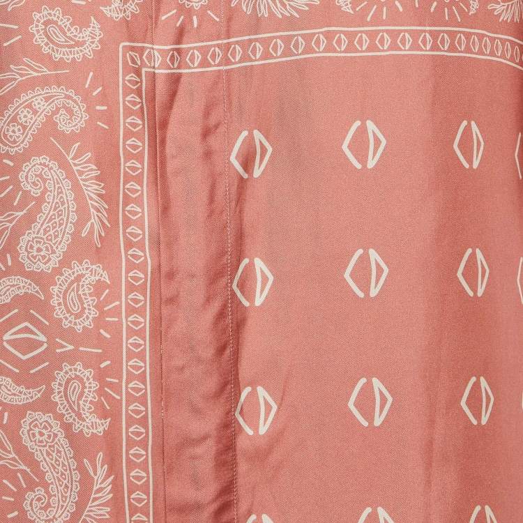 Pre Owned Dior Homme Pink Bandana Motif Print Silk Buttoned Half Sleeve Shirt M