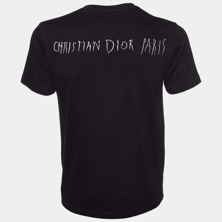 Dior Homme Black Logo Embroidered Cotton Crew Neck T-Shirt Dior Homme Black Logo Embroidered Cotton Crew Neck T-Shirt