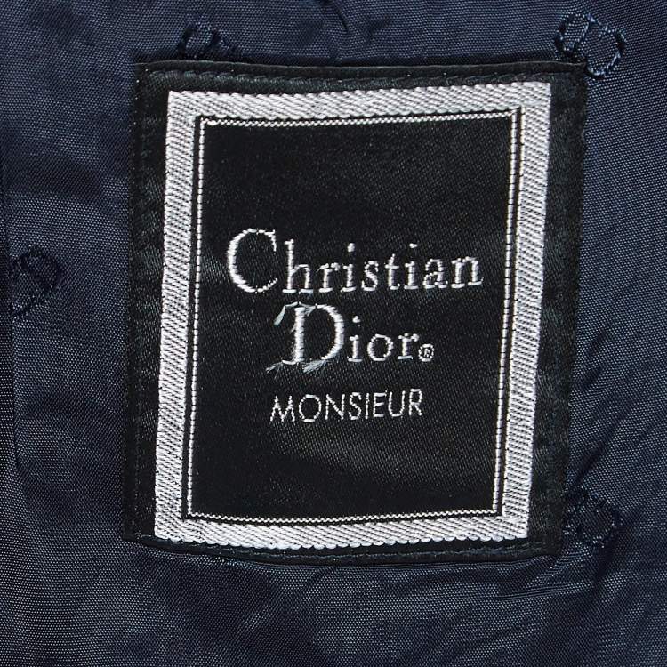 Pre Owned Dior Vintage Navy Blue Pinstripes Wool Single Breasted Blazer XL