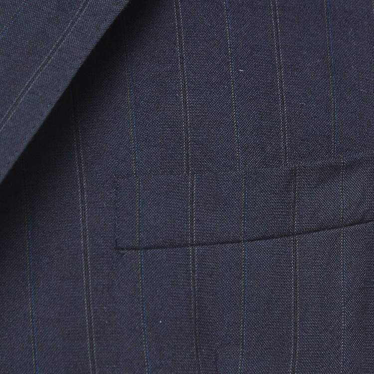 Pre Owned Dior Vintage Navy Blue Pinstripes Wool Single Breasted Blazer XL