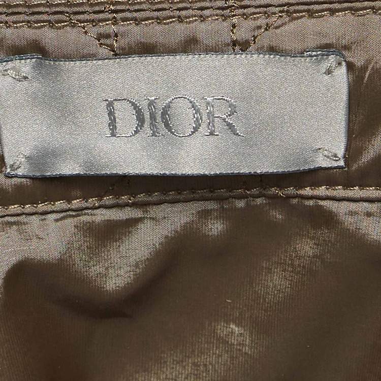 Pre Owned Dior Homme Olive Green Synthetic Quilted Jacket L