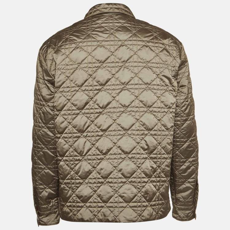 Pre Owned Dior Homme Olive Green Synthetic Quilted Jacket L