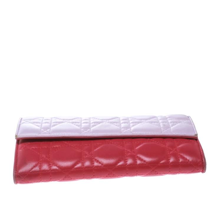 Pre Owned Dior Two Tone Pink Cannage Leather Lady Dior Rendez-Vous Wallet