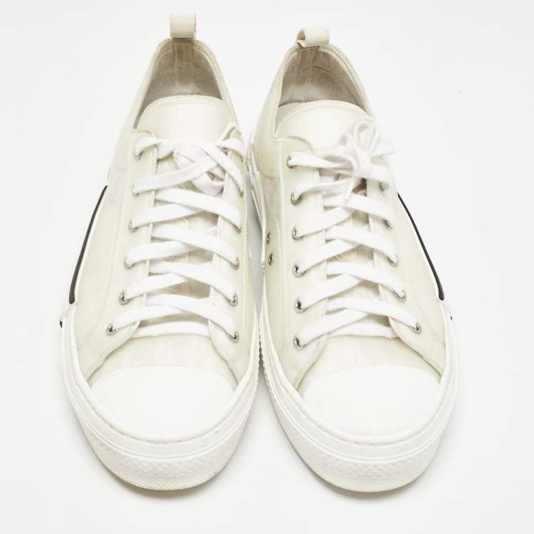 Pre Owned Dior White PVC and Mesh B23  Lace Up Sneakers Size 46