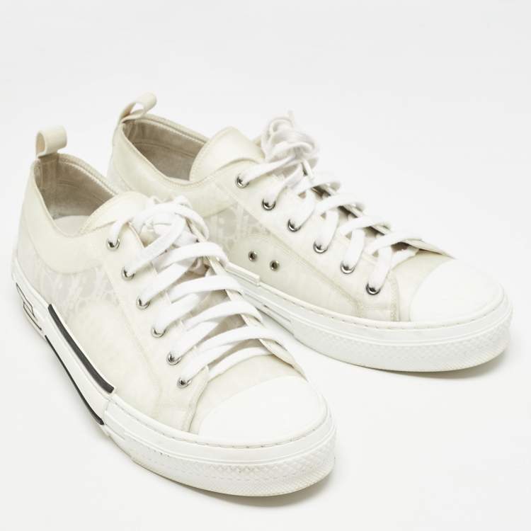 Pre Owned Dior White PVC and Mesh B23  Lace Up Sneakers Size 46