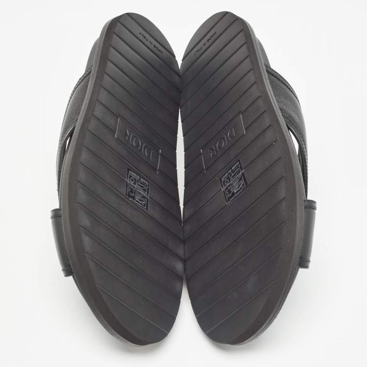Pre Owned Dior Black Leather Aqua Criss Cross Flat Sandals Size 40.5