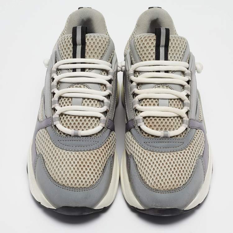 Pre Owned Dior Grey Mesh and Leather B22 Sneakers Size 40