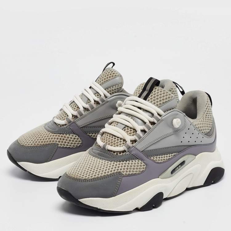 Pre Owned Dior Grey Mesh and Leather B22 Sneakers Size 40