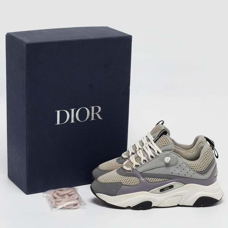Pre Owned Dior Grey Mesh and Leather B22 Sneakers Size 40