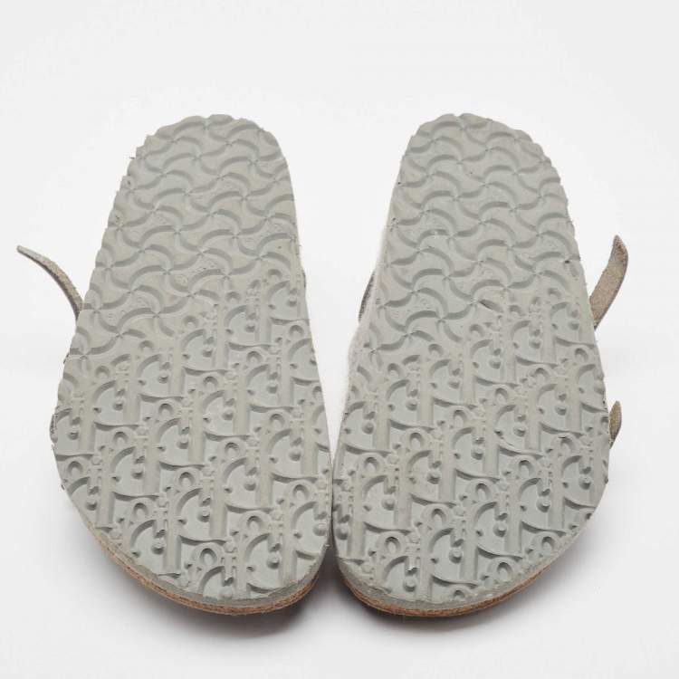 Pre Owned Dior X Birkenstock Grey Wool Slingback Sandals Size 40