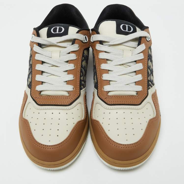 Pre Owned Dior Multicolor Leather and Oblique Canvas B27 Sneakers Size 40
