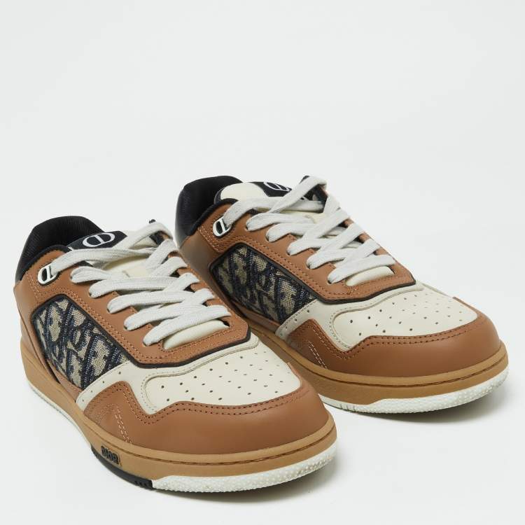 Pre Owned Dior Multicolor Leather and Oblique Canvas B27 Sneakers Size 40