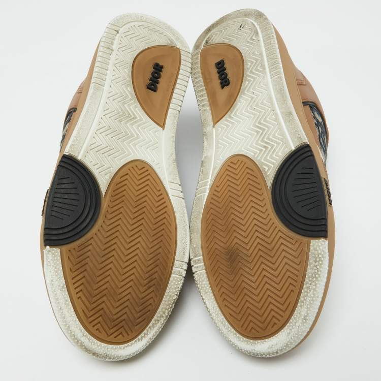 Pre Owned Dior Multicolor Leather and Oblique Canvas B27 Sneakers Size 40