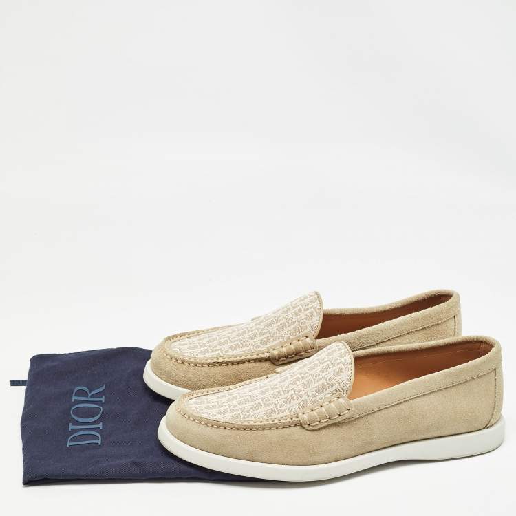 Pre Owned Dior Grey Suede and Canvas Granville Loafers Size 41