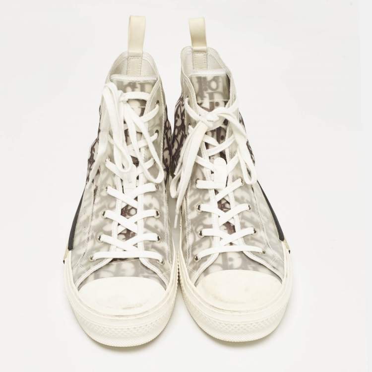 Pre Owned Dior Two Tone Canvas and PVC B23 High Top Sneakers Size 46