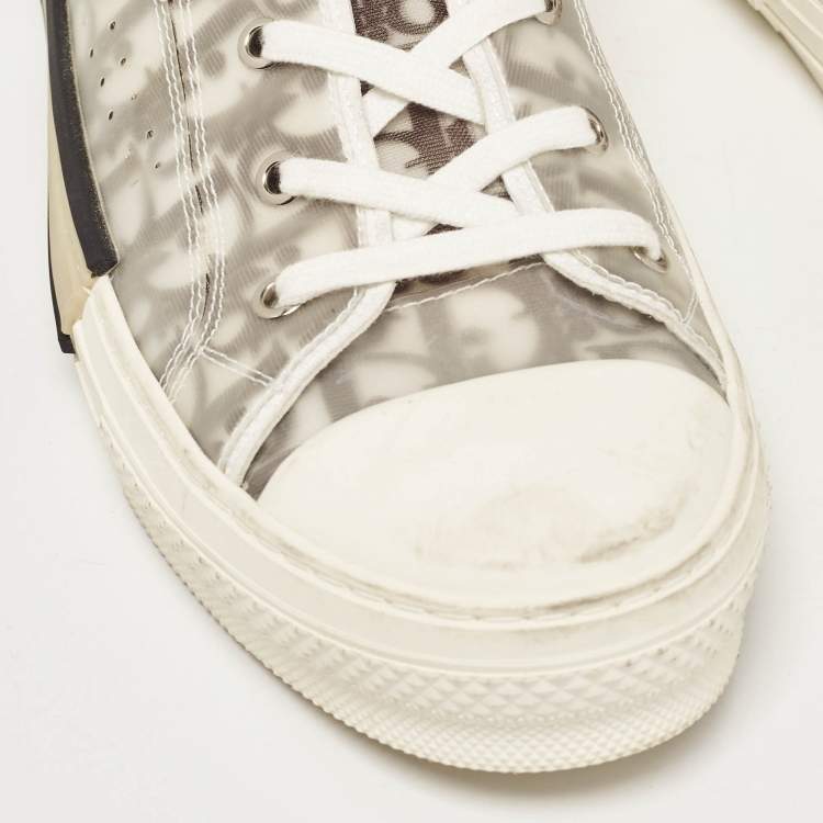 Pre Owned Dior Two Tone Canvas and PVC B23 High Top Sneakers Size 46