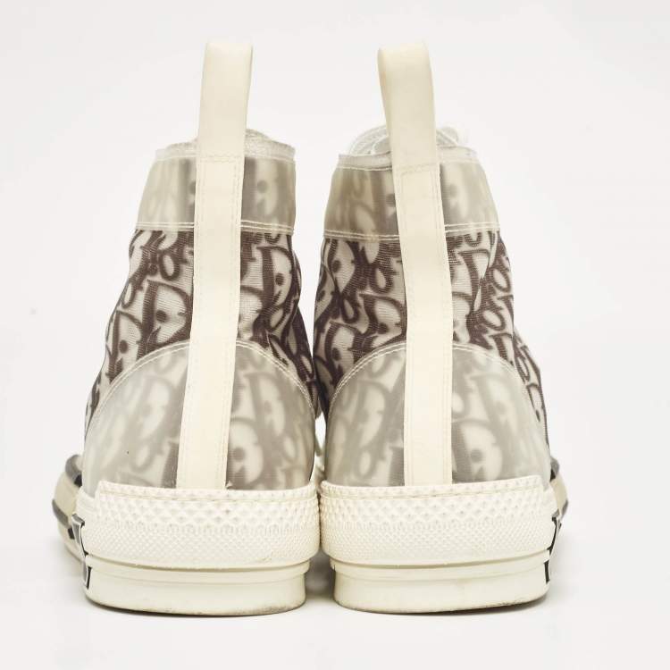 Pre Owned Dior Two Tone Canvas and PVC B23 High Top Sneakers Size 46