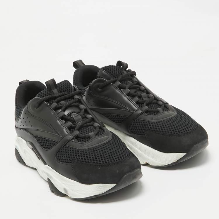 Pre Owned Dior Black Mesh and Leather B22 Sneakers Size 46.5
